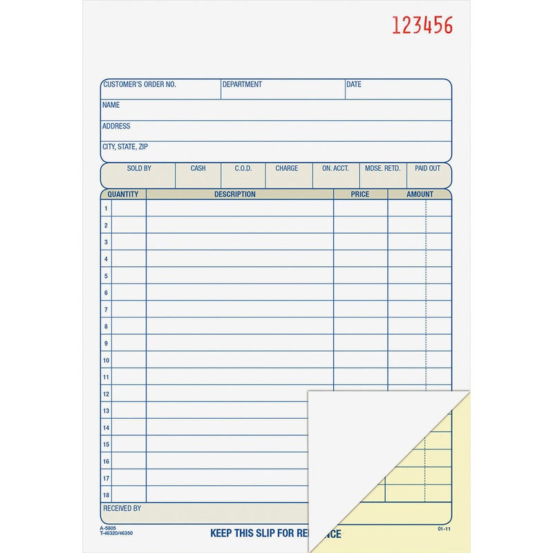Adams Sales Order Book, 2-Part, Carbonless, White/Canary, 5-9/16 x 8-7/16 Inches, 50 Sets per Book (DC5805) (20) - Image 3