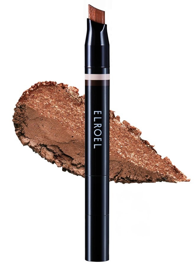 ELROEL Blanc Double Shadow Stick - 48HR Long Lasting Dual-Tone Eye Shadow Pencil - Combines Glitter w/Soft Matte or Shimmer - Waterproof & Smudge-Proof Eyeshadow Makeup 0.05 oz (#01 Gold-Espresso) - Image 1