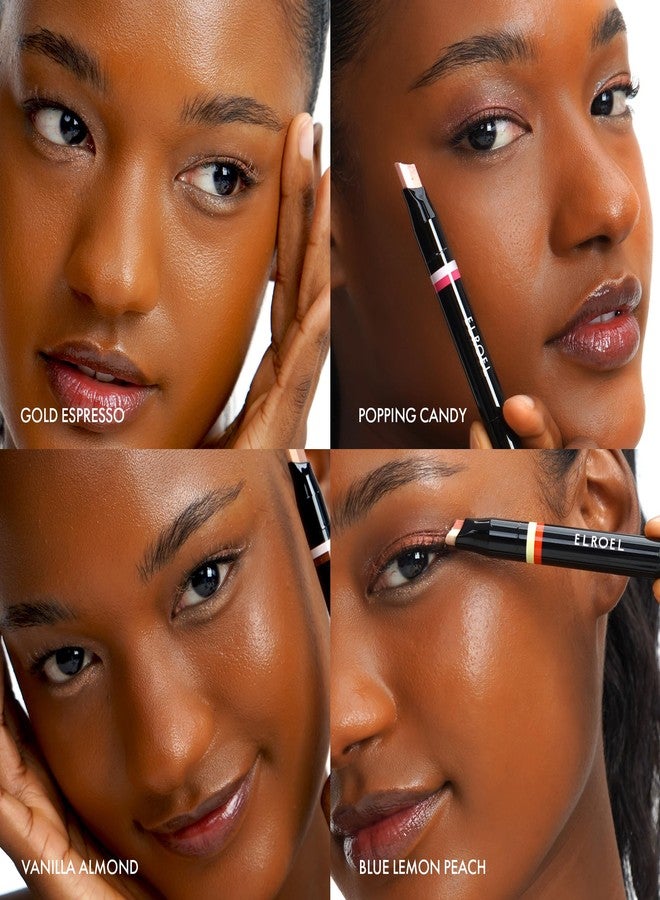 ELROEL Blanc Double Shadow Stick - 48HR Long Lasting Dual-Tone Eye Shadow Pencil - Combines Glitter w/Soft Matte or Shimmer - Waterproof & Smudge-Proof Eyeshadow Makeup 0.05 oz (#01 Gold-Espresso) - Image 5
