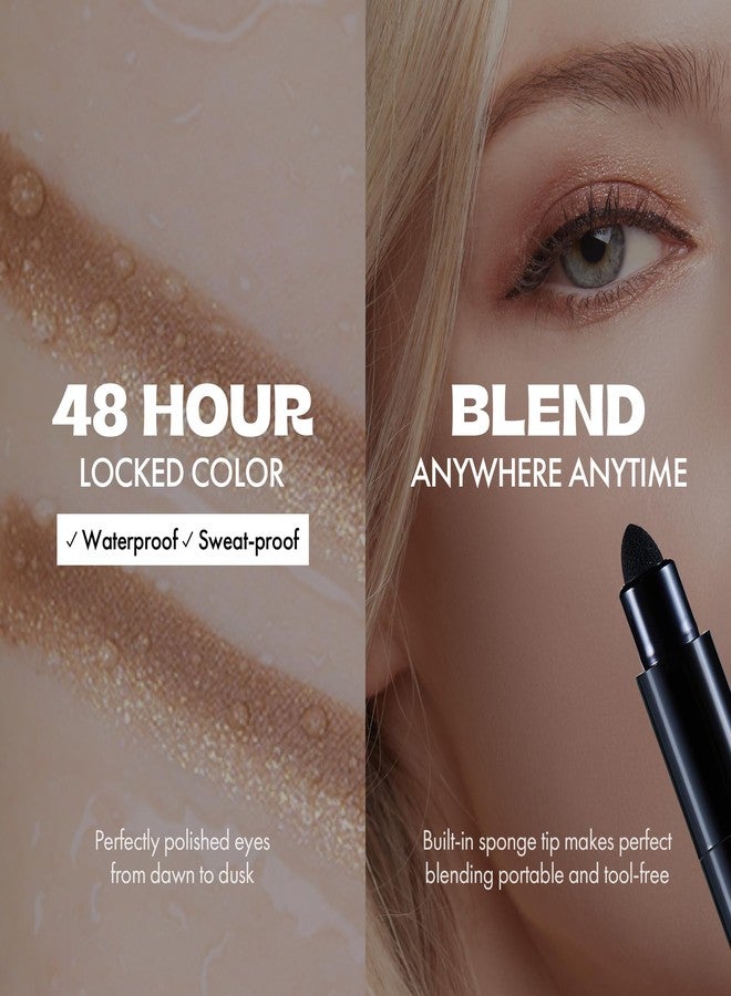 ELROEL Blanc Double Shadow Stick - 48HR Long Lasting Dual-Tone Eye Shadow Pencil - Combines Glitter w/Soft Matte or Shimmer - Waterproof & Smudge-Proof Eyeshadow Makeup 0.05 oz (#01 Gold-Espresso) - Image 3