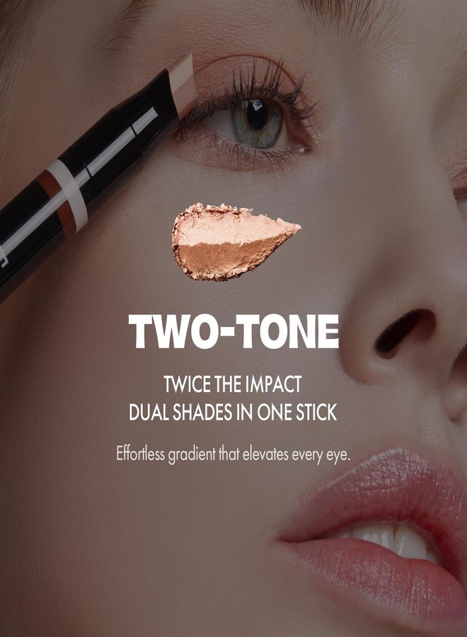 ELROEL Blanc Double Shadow Stick - 48HR Long Lasting Dual-Tone Eye Shadow Pencil - Combines Glitter w/Soft Matte or Shimmer - Waterproof & Smudge-Proof Eyeshadow Makeup 0.05 oz (#01 Gold-Espresso) - Image 2