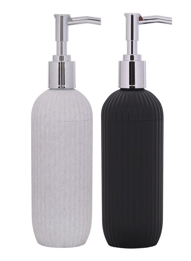 Shenron Liquid Soap Dispenser for Wash Basin & Bathroom, Soap Dispenser with Pump, Countertop Replacement Refill, 250 ML Empty Refillable Dispenser Bottle (Black & White, Set of 2) - Image 1