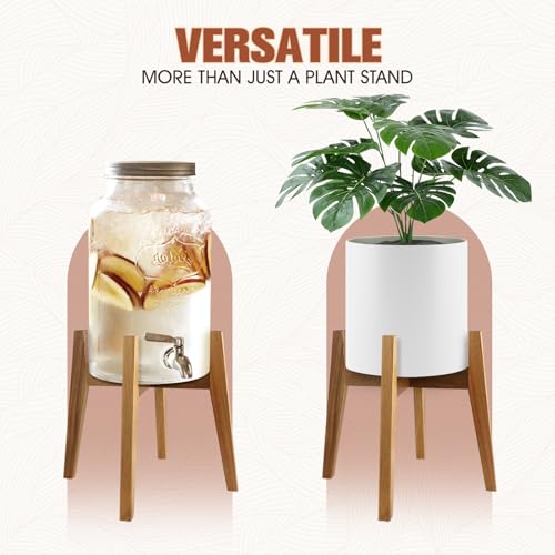 RAINBLELAND Indoor Plant Stand, Mid Century Modern Plant Holder, Pot Stand for Large Plants, Stable Wood Planter Stand for Indoor Outdoor, Fit 11 Inch Pots - Image 4