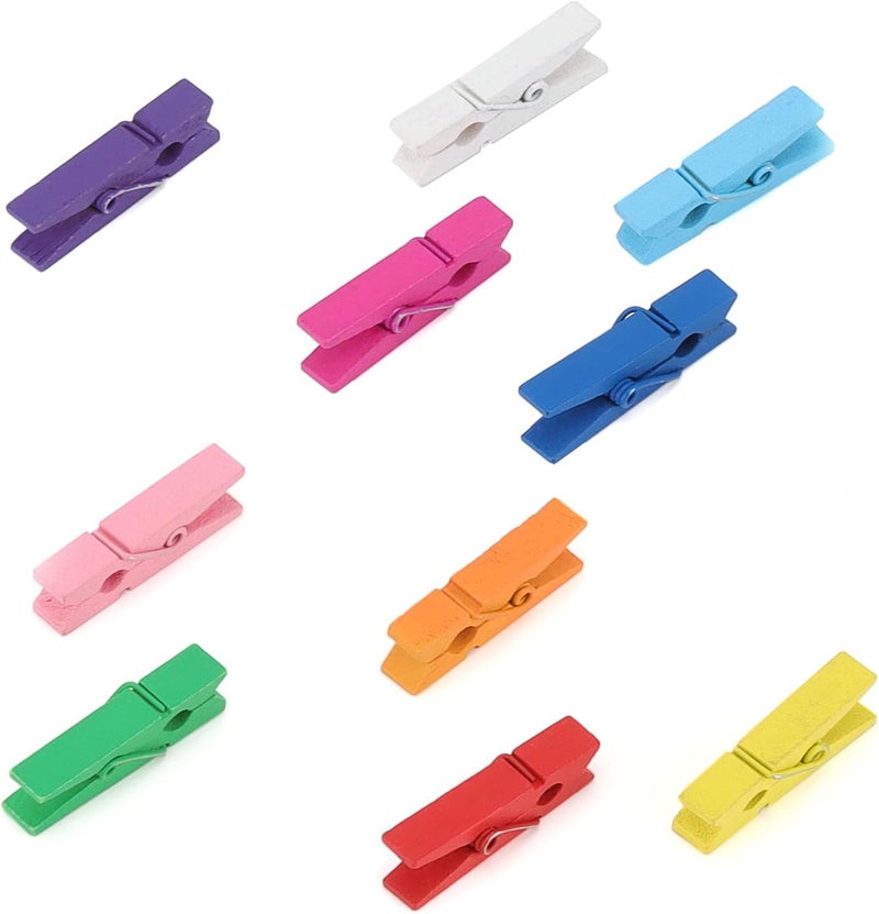 MANCHAP 200 Pack Mini Colored Wooden Clothespins 137 Inch Small Rainbow Clothes Pins Wooden Clothes Pegs Wood Clothing Pins Wooden Clips for Clothes Photos Crafts Display - Image 5