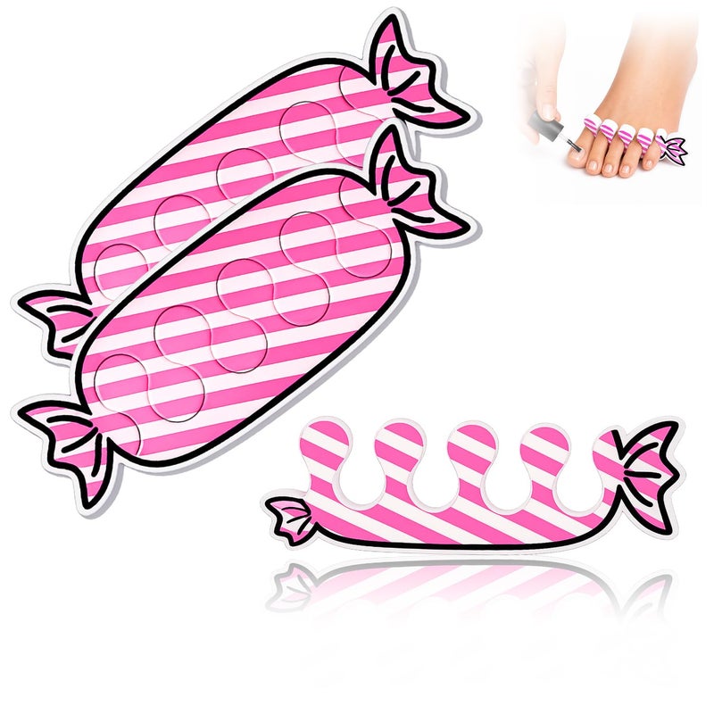Pedicure Toe Separator - Set of 2 Pieces, Soft Foam Pedicure Spacers with Candy Shape, Comfortable Nail Polish Tool for Neat Manicure and Toenail Care, Assorted Color - Image 1
