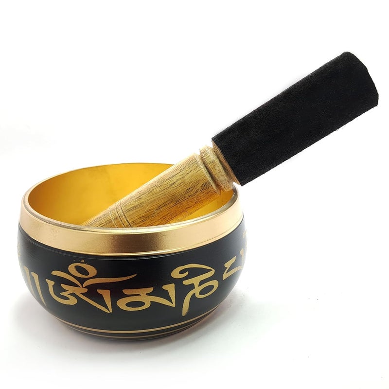 Uv Creation Tibetan Singing Bowl 4" Meditation Bowl With Gautam Buddha Design Material Brass - Image 1