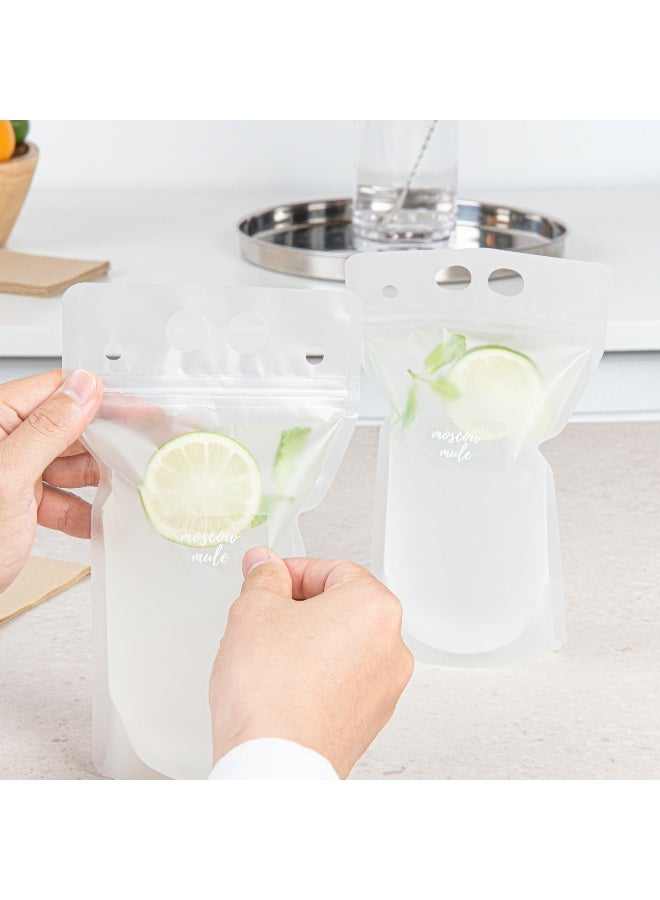 Restaurantware 1.9 x 1 Inch Moscow Mule Juice Bottle Labels, 100 Self-Adhesive Labels For Bottles - Resists Condensation, For Drink Pouches, Clear With White Font Plastic Water-Resistant Labels  - Image 5