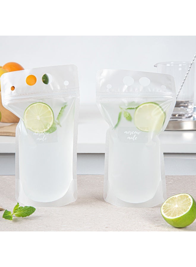 Restaurantware 1.9 x 1 Inch Moscow Mule Juice Bottle Labels, 100 Self-Adhesive Labels For Bottles - Resists Condensation, For Drink Pouches, Clear With White Font Plastic Water-Resistant Labels  - Image 3