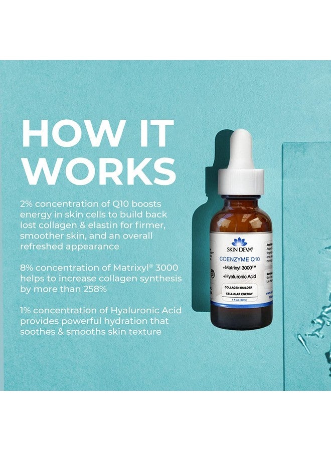 SKIN DEVA 1 Fl Oz Coenzyme Q10 Anti Aging Serum Formula With Matrixyl 3000 And Hyaluronic Acid Serum Facial Serums Anti Wrinkle Serum Which Stimulates Collagen And Elastin Production - Image 3