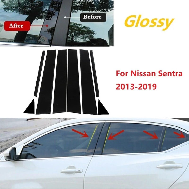 QASULER 8PCS BC Column Sticker for Nissan Sentra 2013-2019 - Image 3