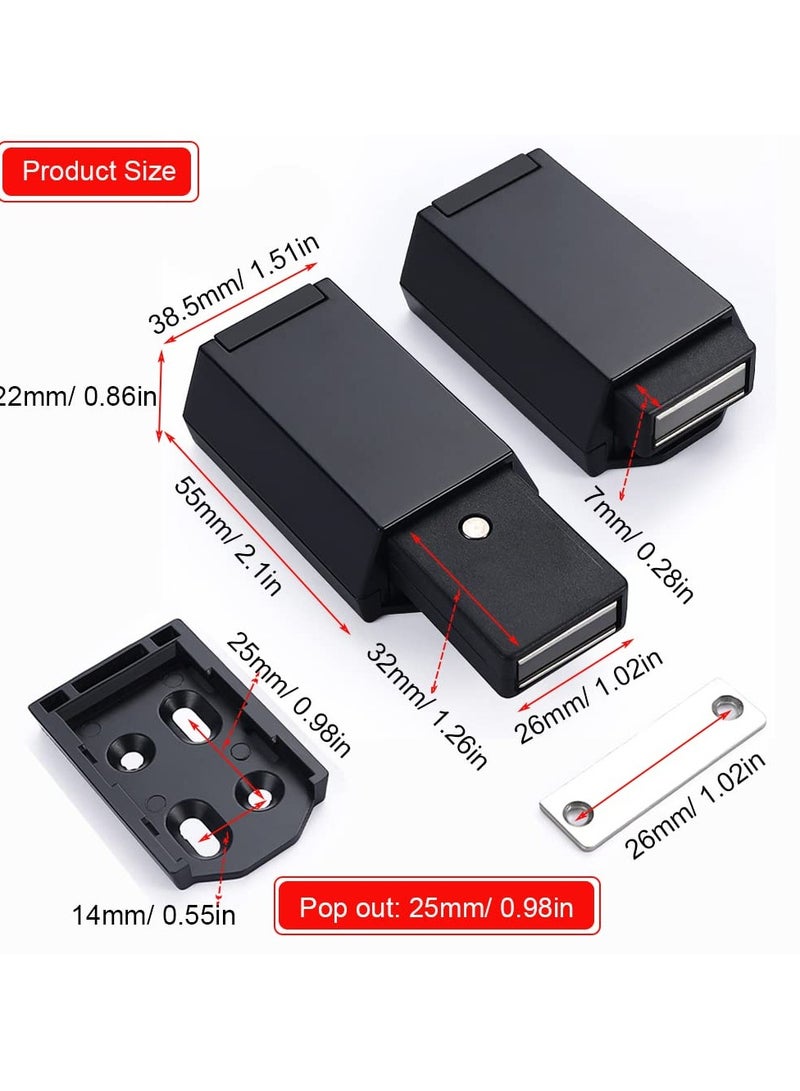 Zikra Heavy Duty Push to Open Door, Latch Cabinet Hardware, 4 Pack Magnetic Push Latch & Lock for Hidden Door Touch Latch and Catch,  Drawer Magnet Push Release Tip on Closet Strong Pop Out (Black) - Image 2