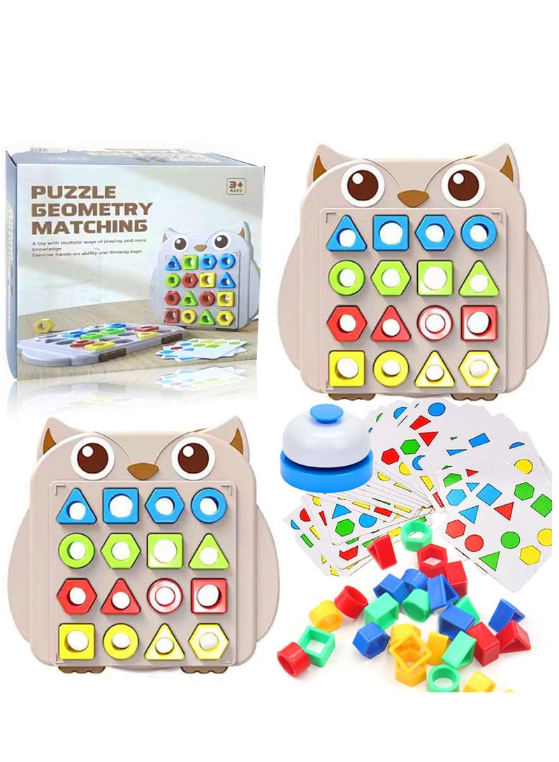 Excefore Shape Matching Game Color Sensory training, geometric shapes puzzle board with a bell, Color Quick Matching Board, Montessori Learning Matching Games for Boys Girls, 2 players - Image 1