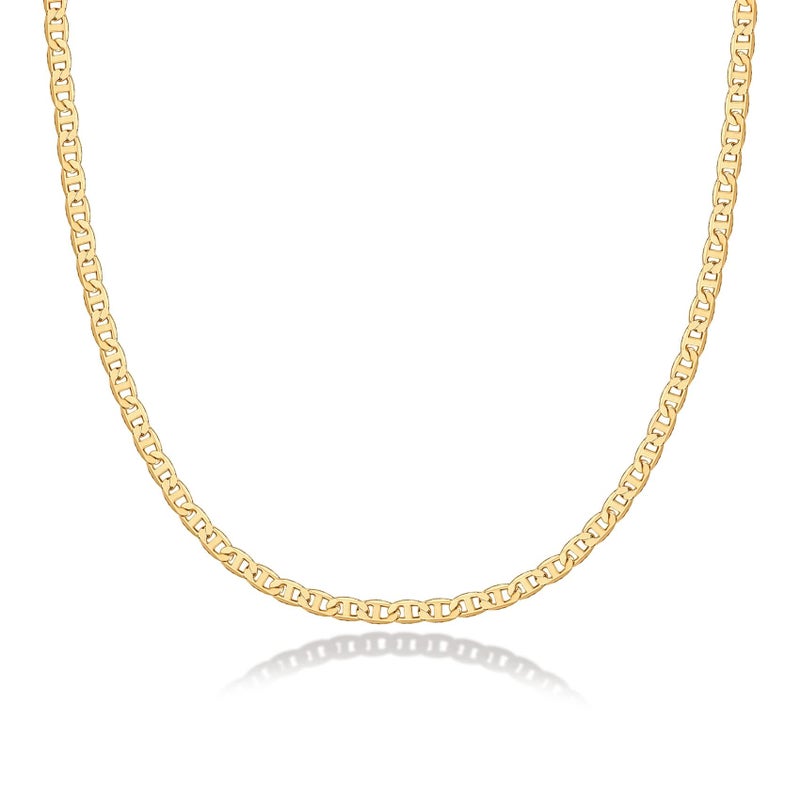 PAVOI 14K Gold Plated Curb Paperclip Box Sphere Bead Snake and Figaro Chain Adjustable Necklace (Mariner Link, Yellow Gold Plated) - Image 1