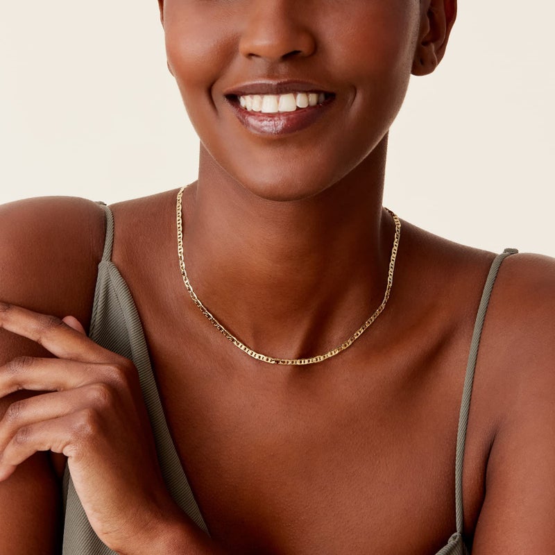 PAVOI 14K Gold Plated Curb Paperclip Box Sphere Bead Snake and Figaro Chain Adjustable Necklace (Mariner Link, Yellow Gold Plated) - Image 2