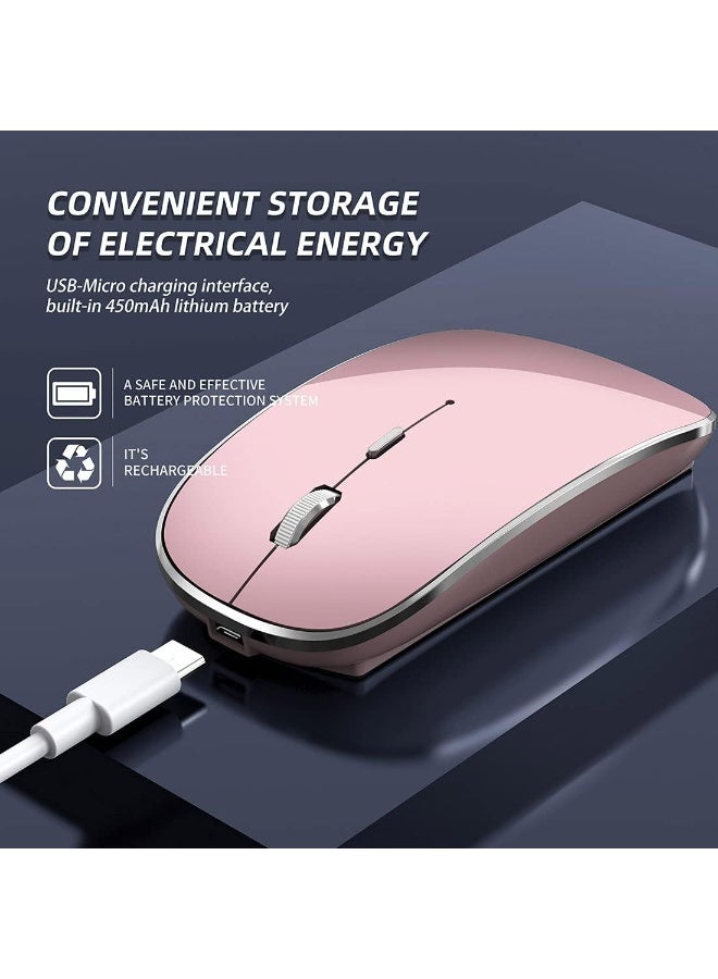 ماوس لاسلكي قابل للشحن محمول صامت بوضع مزدوج USB وType-C مع 3 مستويات DPI قابلة للتعديل للكمبيوتر المحمول، ماك، ماك بوك، أندرويد، كمبيوتر شخصي (Q23S أسود) (ذهب روز) - Image 3