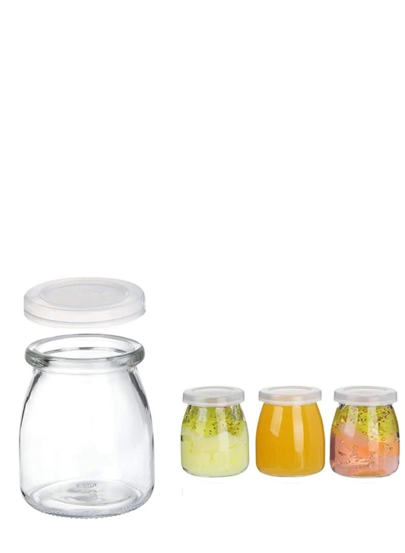 Luxoraq 100ml Yoghurt Jars pudding Jar with Lid 3-Pcs, Glass Container With Lid For Milk Jams Jelly Mousse Yogurt Making, Jam, Jelly, Mousse & Honey - Reusable, Round Containers for Home Kitchen Storage - Image 1