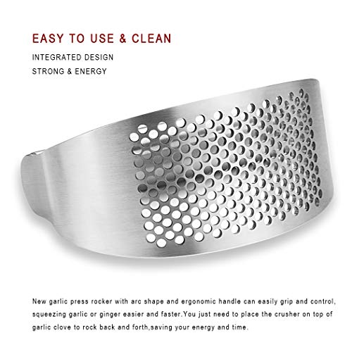 AmDONGKING Garlic Press Rocker, Bottle Opener, Stainless Steel Garlic Crusher Chopper Squeezer Slicer Mincer - Image 4