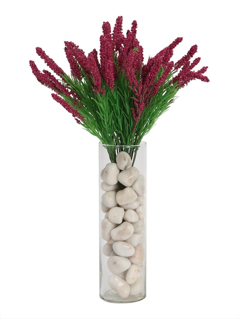 Fourwalls Fourwalls Beautiful Artificial Lavender Flower Bunches for Vase 37 cm Dark Purple Set of 3 Home Decoration Living Room Bedroom Corner Table Top Office Wedding Party Decorative Items  - Image 2