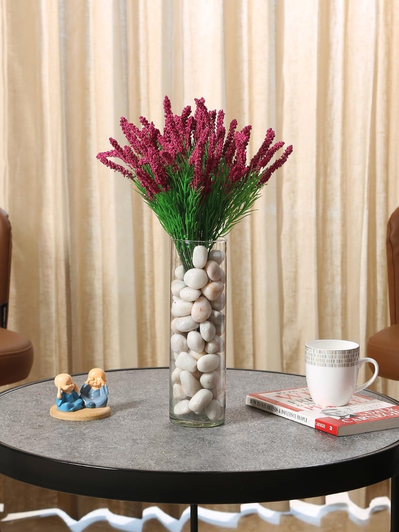 Fourwalls Fourwalls Beautiful Artificial Lavender Flower Bunches for Vase 37 cm Dark Purple Set of 3 Home Decoration Living Room Bedroom Corner Table Top Office Wedding Party Decorative Items  - Image 1