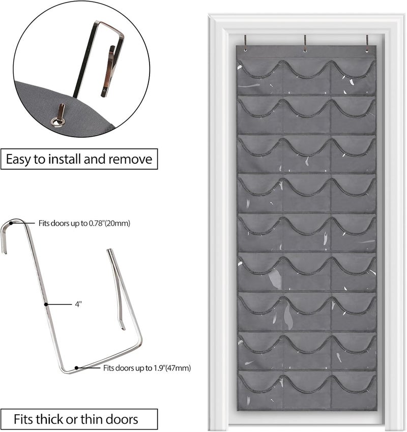 Dofilachy Hat Rack - Hat Organizer - Hat Racks for Baseball Caps, Visible Hat Holder - Baseball HatRack for Wall Door with 3 Hooks, 27 Deep Pockets - Image 3