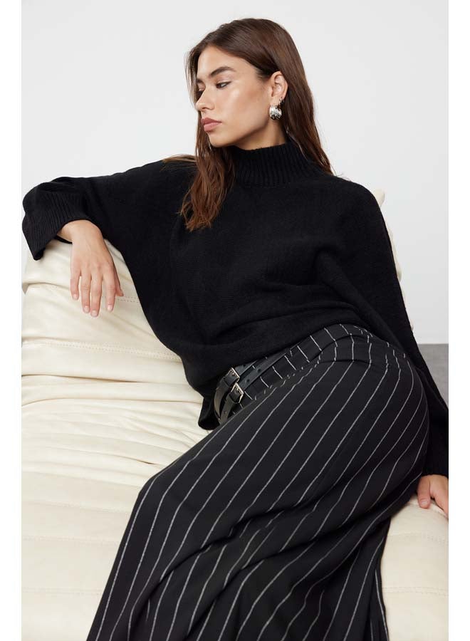 trendyol Black Soft Textured Wide Fit Knitwear Sweater TWOAW20KZ1059 - Image 1