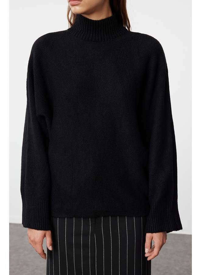 trendyol Black Soft Textured Wide Fit Knitwear Sweater TWOAW20KZ1059 - Image 4