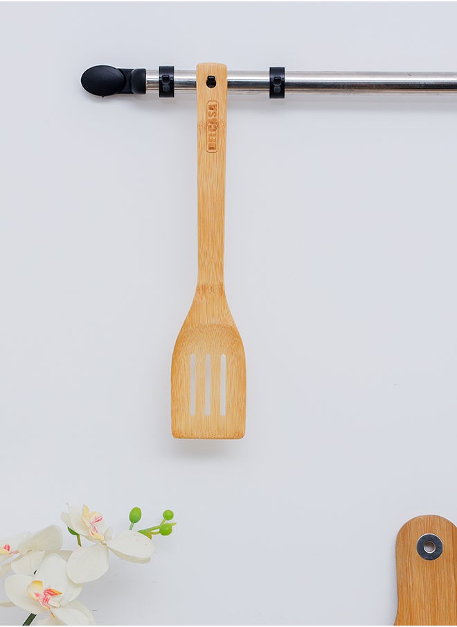 DELCASA Delcasa Bamboo Slotted Turner, Natural Bamboo Spoon, DC2097  - Image 1