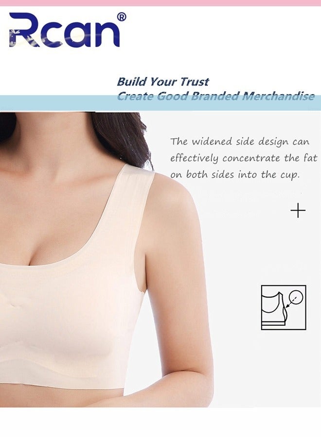 Rcan omen's Seamless Bra One Piece Crew Neck Wireless Underwear Lightweight Full Coverage Sports Everyday Bra with Removable Chest Pads for Home Exercise Sleep Yoga  - Image 5