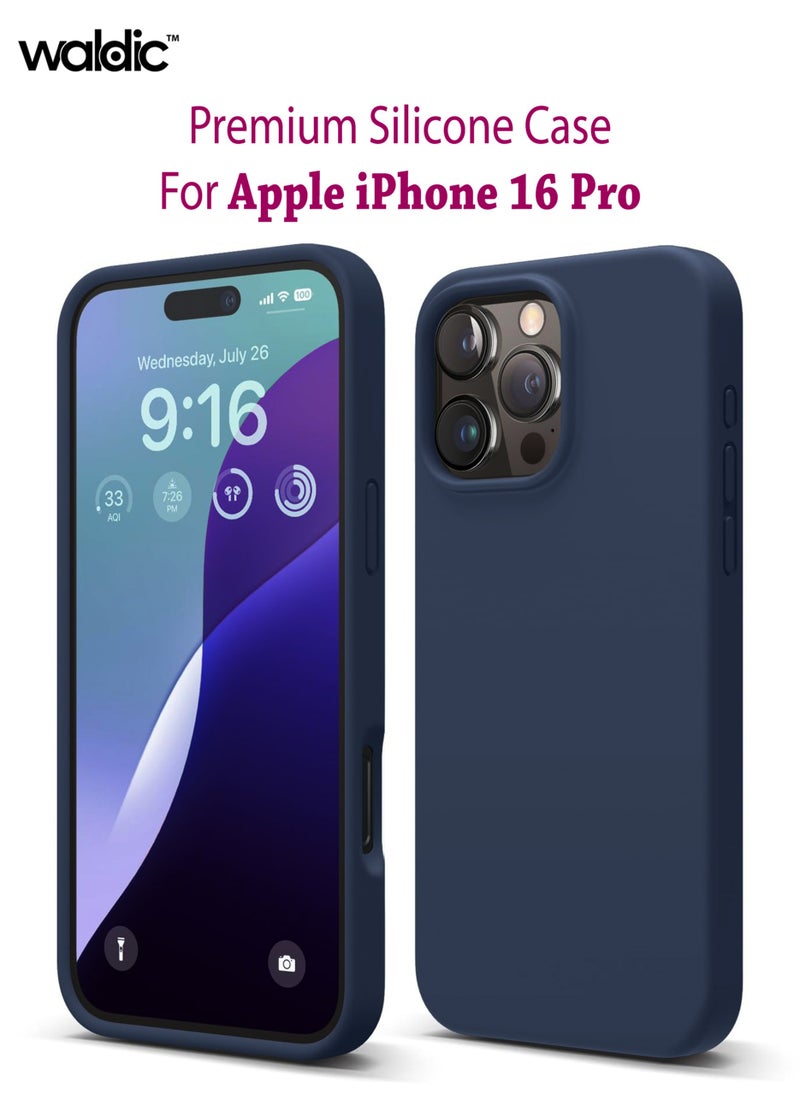 Waldic - iPhone 16 Pro Premium Silicone Case  - Dark Blue - Image 1