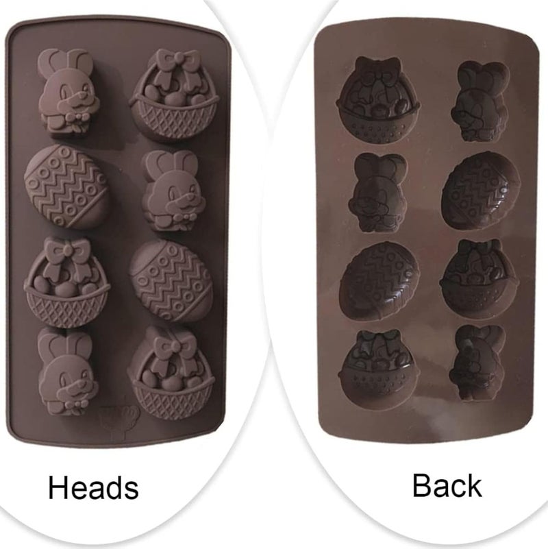 Bake House 3D Easter Egg and Bunny Silicone Molds, Chocolate Easter Egg Rabbit Baking Moulds DIY Candy Cocoa Bombs Soap Fudge Jelly Mousse Cake Making Trays for Party Supplies (8 Cavity) - Image 2