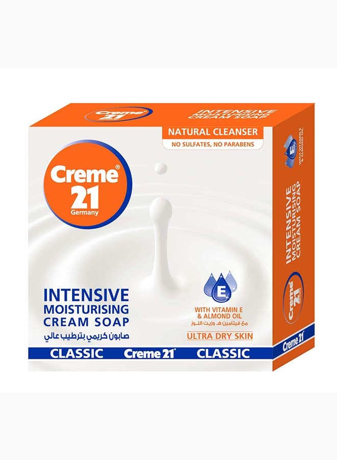 Intensive Moisturising Cream Soap – Classic | Natural Cleanser with Vitamin E & Almond Oil | No Sulfates, No Parabens | Deep Hydration for Ultra Dry Skin | Pack of 3 (125 g Each)