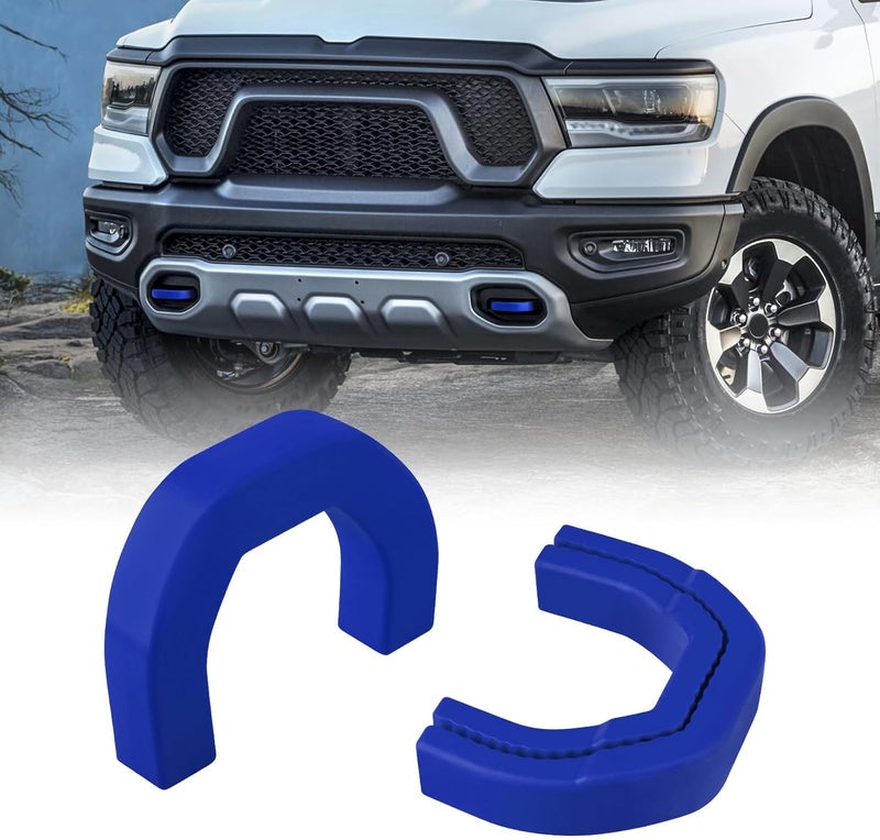 TECHPICCO Custom Front Tow Hooks Covers Hitch Cover Blue Plastic Compatible with Dodge RAM 1500 2019-2025 Long use oriented quality - Image 1