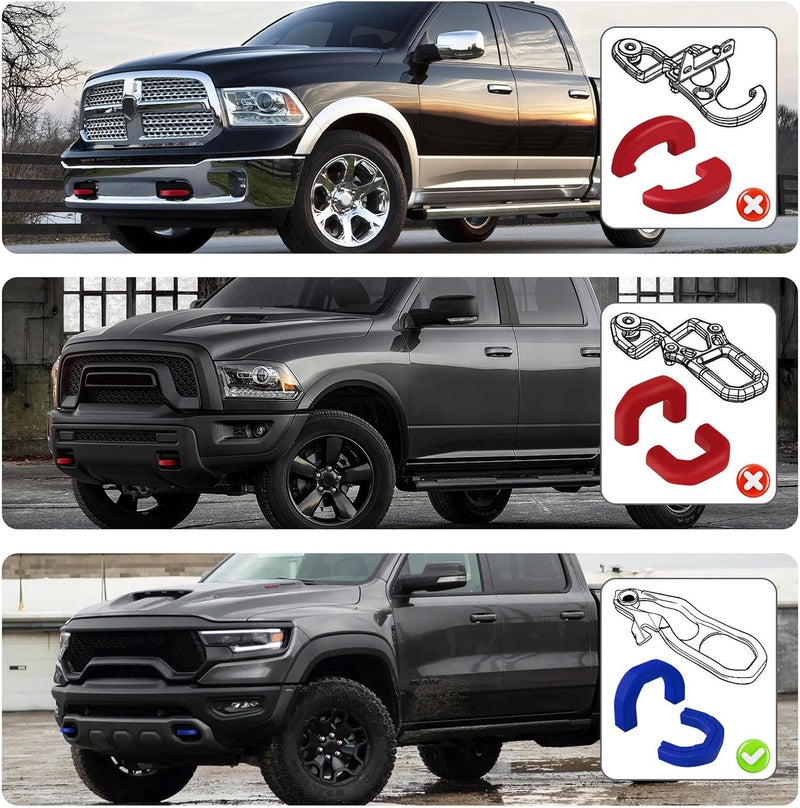 TECHPICCO Custom Front Tow Hooks Covers Hitch Cover Blue Plastic Compatible with Dodge RAM 1500 2019-2025 Long use oriented quality - Image 3
