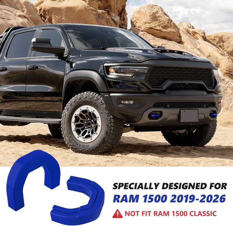 TECHPICCO Custom Front Tow Hooks Covers Hitch Cover Blue Plastic Compatible with Dodge RAM 1500 2019-2025 Long use oriented quality - Image 2