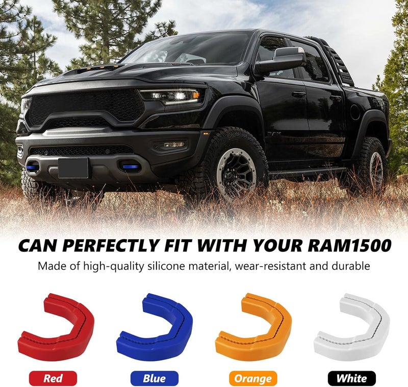 TECHPICCO Custom Front Tow Hooks Covers Hitch Cover Blue Plastic Compatible with Dodge RAM 1500 2019-2025 Long use oriented quality - Image 4