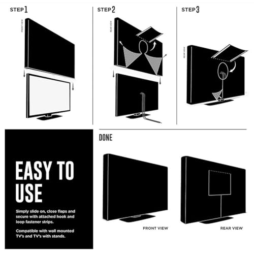 YOTOM Waterproof Outdoor TV Covers for 55 to 58 inches Outside TV, 600D Thick Fabric TV Screen Protector Cover with Remote Control Pocket - Size 55''W x 35''H x 5.5''D - Image 5