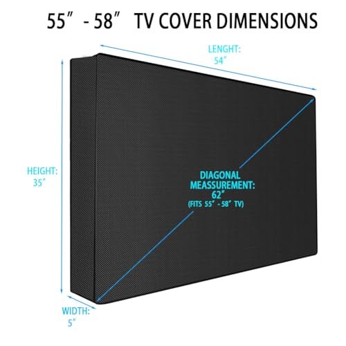 YOTOM Waterproof Outdoor TV Covers for 55 to 58 inches Outside TV, 600D Thick Fabric TV Screen Protector Cover with Remote Control Pocket - Size 55''W x 35''H x 5.5''D - Image 2