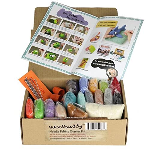 Woolbuddy Needle Felting Wool Kit – Starter Set to Make 6 Cute Animals – Includes Wool, Pad, Needles & Instructions for Beginners and Adults - Image 5