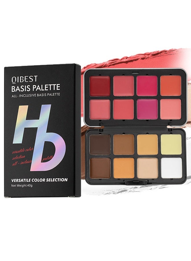 كيو آي بست لوحة الأساس ، اختيار الألوان متعددة الاستخدامات ، 16 لونا كريم [أحمر الخدود ، كونتور ، خافي العيوب] لوحة مكياج للخدين - مجموعة لوحة مكياج الكل في واحد ، لوح مكياج طبيعي غير لامع يدوم طويلا ، نقالة مكياج للوجه قابلة للمزج ومقاومة للماء (#B) - Image 1