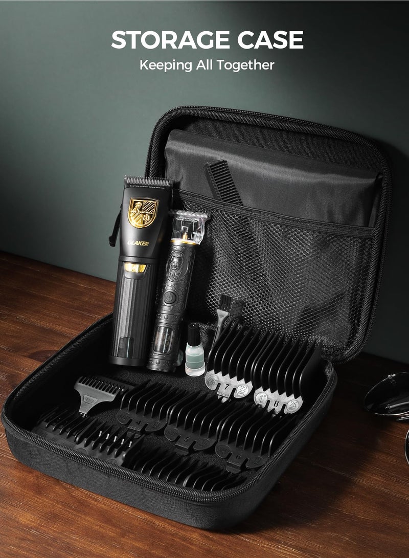 GLAKER Men's Cordless Hair Clippers & Trimmer Kit - Professional Barber Grade with LED Display, 15 Adjustable Guide Combs, Rechargeable Hair Cutting Kit for Men, Beard Trimmer & Grooming - Image 3