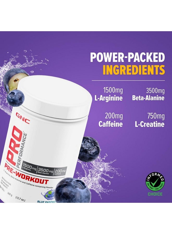GNC Pro Performance Pre-Workout | 360 gm | 30 Servings | Boosts Energy & Endurance | Improves Focus | Revs Up Recovery | 1.5g L-Arginine | 3.5g Beta-Alanine | 0.2g Caffeine | Blue Raspberry - Image 2