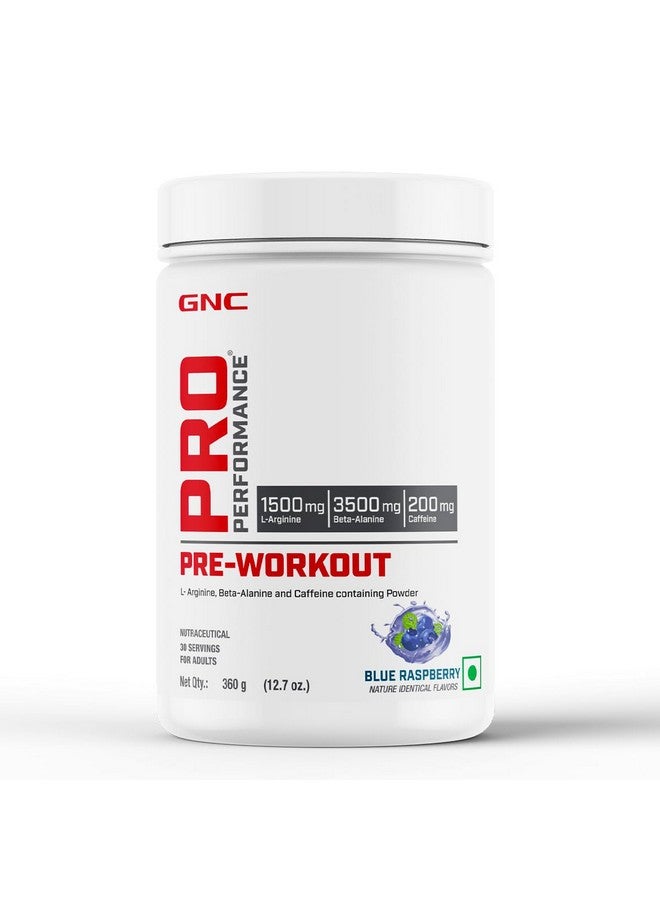 GNC Pro Performance Pre-Workout | 360 gm | 30 Servings | Boosts Energy & Endurance | Improves Focus | Revs Up Recovery | 1.5g L-Arginine | 3.5g Beta-Alanine | 0.2g Caffeine | Blue Raspberry - Image 1