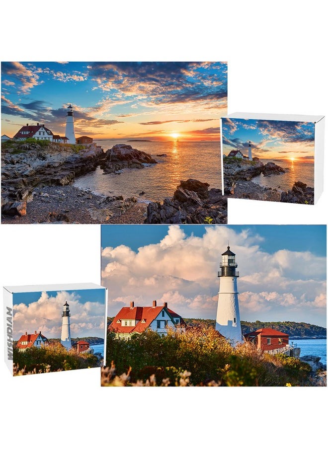 WISHDIAM - Uzzles 2 Pack 1000 Pieces - Wishdiam Puzzles For Adults - Lighthouses Portland Head Light Nature Landscape Impossible Challenging Puzzles For Home Decor Birthday Party Gifts Toy For Men Women - Image 1