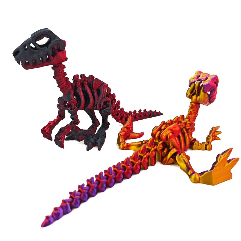 3D Printing Multi Color Gradient Velociraptor Dinosaur Skeleton Model Large Size Skull Action Figure Animal Sculpture Statue Creative Ornament Home Decoration Halloween Christmas Gift Red Yellow Blue - Image 5