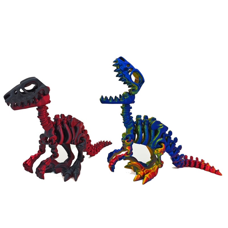 3D Printing Multi Color Gradient Velociraptor Dinosaur Skeleton Model Large Size Skull Action Figure Animal Sculpture Statue Creative Ornament Home Decoration Halloween Christmas Gift Red Yellow Blue - Image 4