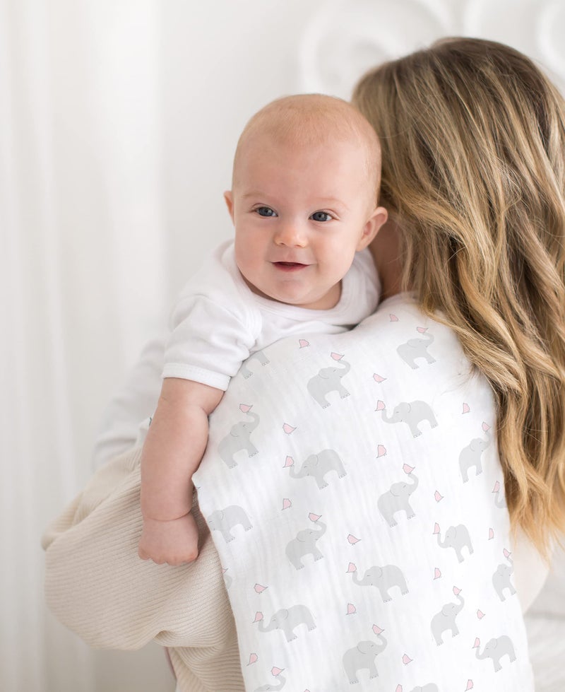 SwaddleDesigns Marquisette Receiving Swaddle Blanket for Baby Boys & Girls, Soft Premium Cotton Muslin, Best Shower Gift, Elephant and Pastel Pink Chickies, Parent Picks Award Winner - Image 4