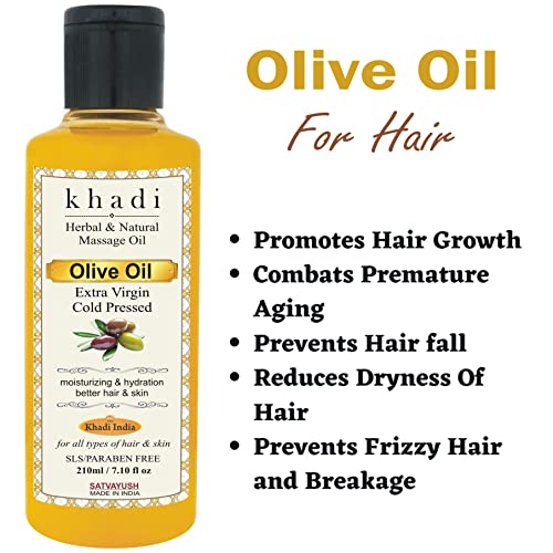 Satvayush Khadi Extra Virgin Olive Oil Organic Cold Pressed Pure & Natural For Hair & Skin Nourishment - 210 ml - Image 2
