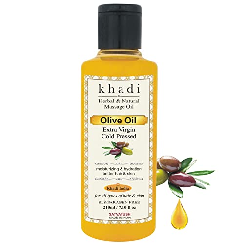 Satvayush Khadi Extra Virgin Olive Oil Organic Cold Pressed Pure & Natural For Hair & Skin Nourishment - 210 ml - Image 1