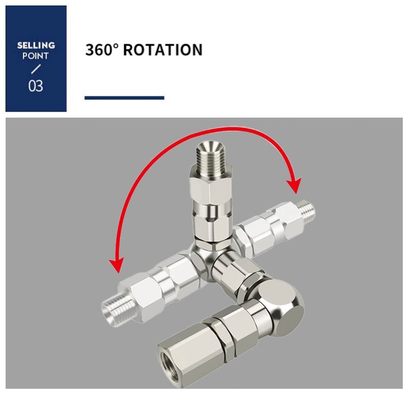 ZHUITU 1/4" Z-Type Rotary Joint Paint Sprayer Pump Accessory - Z-Swivel 6500PSI Stainless Steel 360 Universal Rotation Connector - Image 4