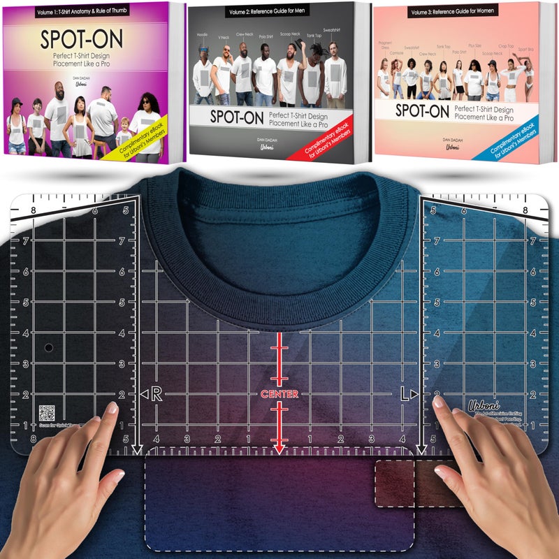 Urboni (Upgraded - XL Size) Tshirt Ruler Guide Vinyl Alignment - Shirt Measurement Tool Placement Center Design, DTF Template, Left Chest Logo, Accessories for Cricut, Heat Press Sublimation Iron on HTV - Image 1
